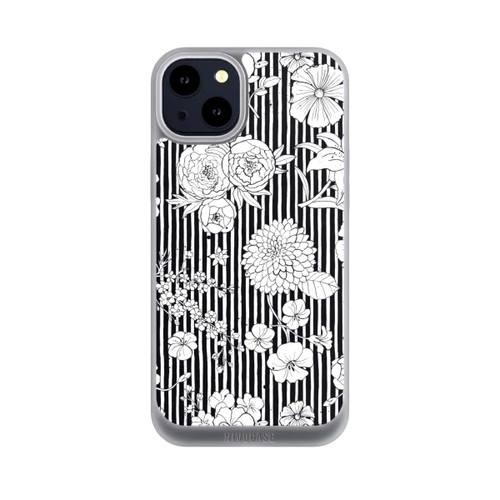 Apple iPhone 14 Plus NIVOpure Blumen und Streifen Schwarz und Weiß