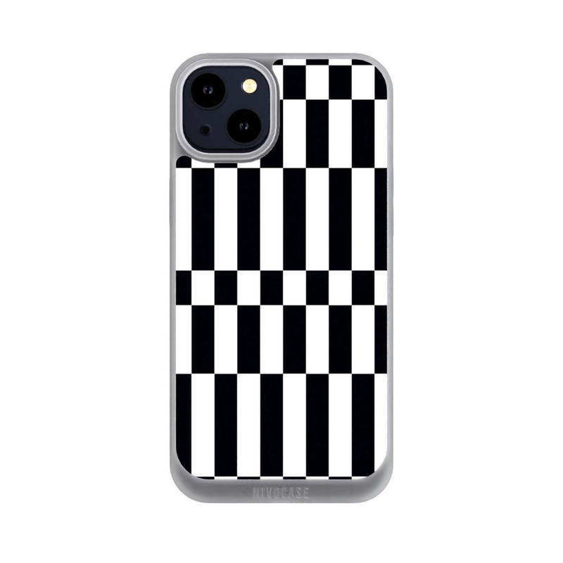 iPhone 14 Plus NIVOpure Checked Abstract Bold Black and White Color Block