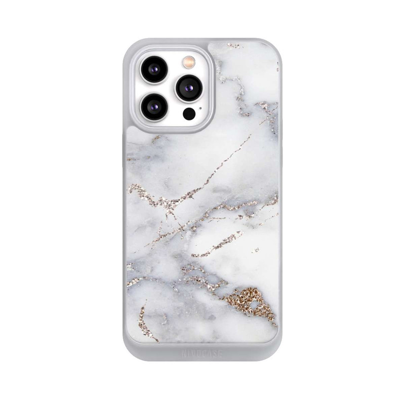 iPhone 14 Pro Max NIVOpure Silberglitzer Marmorlook