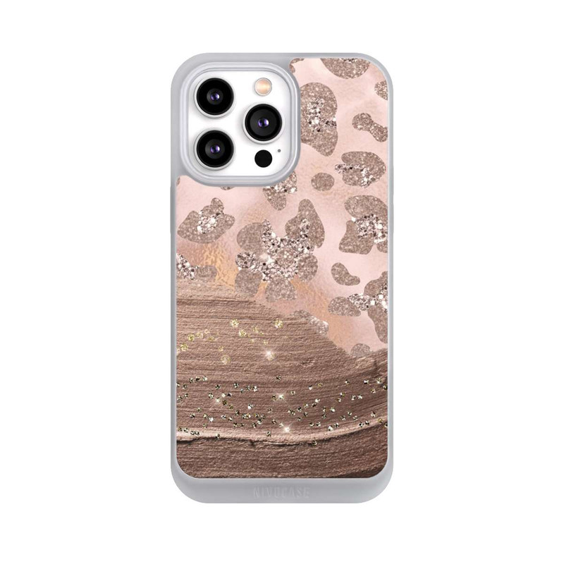 iPhone 14 Pro Max NIVOpure Silberner Leoparden Glitzerlook