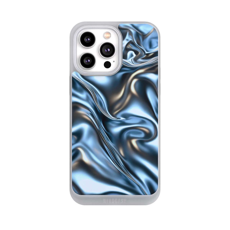iPhone 14 Pro Max NIVOpure Glänzender Stoff Chrome Metallic Blau mit KI