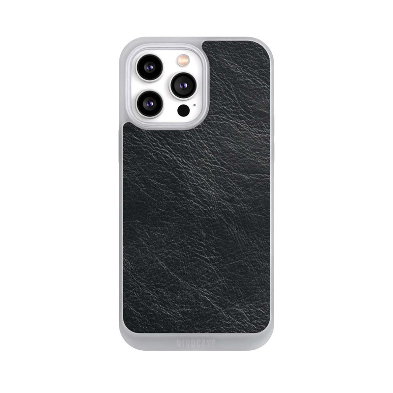 iPhone 14 Pro Max NIVOpure Schwarzer Lederlook Hintergrund
