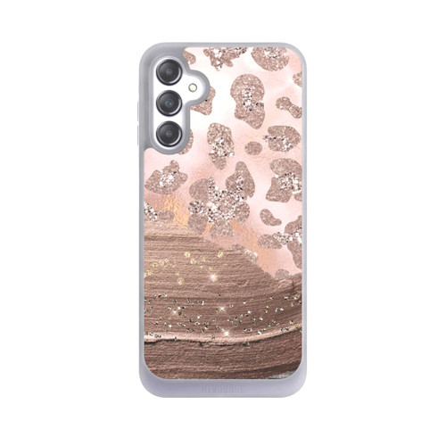 Samsung Galaxy A14 5G NIVOpure Silberner Leoparden Glitzerlook