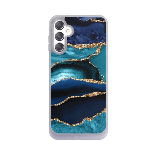 Samsung Galaxy A14 5G NIVOpure Dark and Light Blue Marble Gold Glitter Look