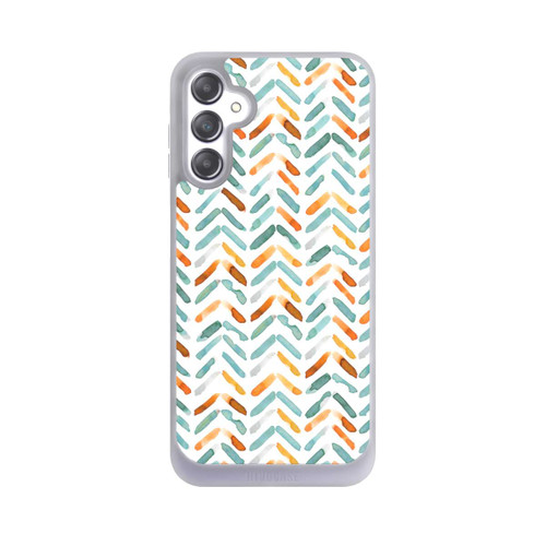 Samsung Galaxy A14 5G NIVOpure Élégant Automne Chevron Bleu Orange