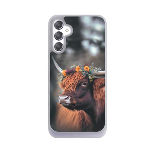 Samsung Galaxy A14 5G NIVOpure Vache des Highlands avec des fleurs avec IA