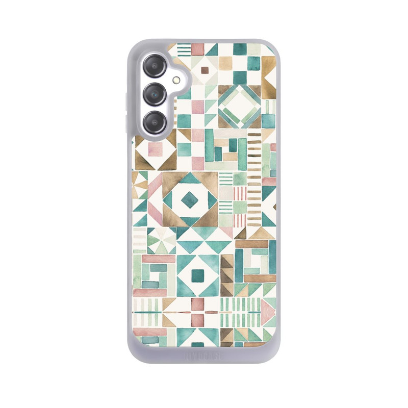 Galaxy A14 5G NIVOpure Geometric Blocks Retro Vintage Patchwork Green