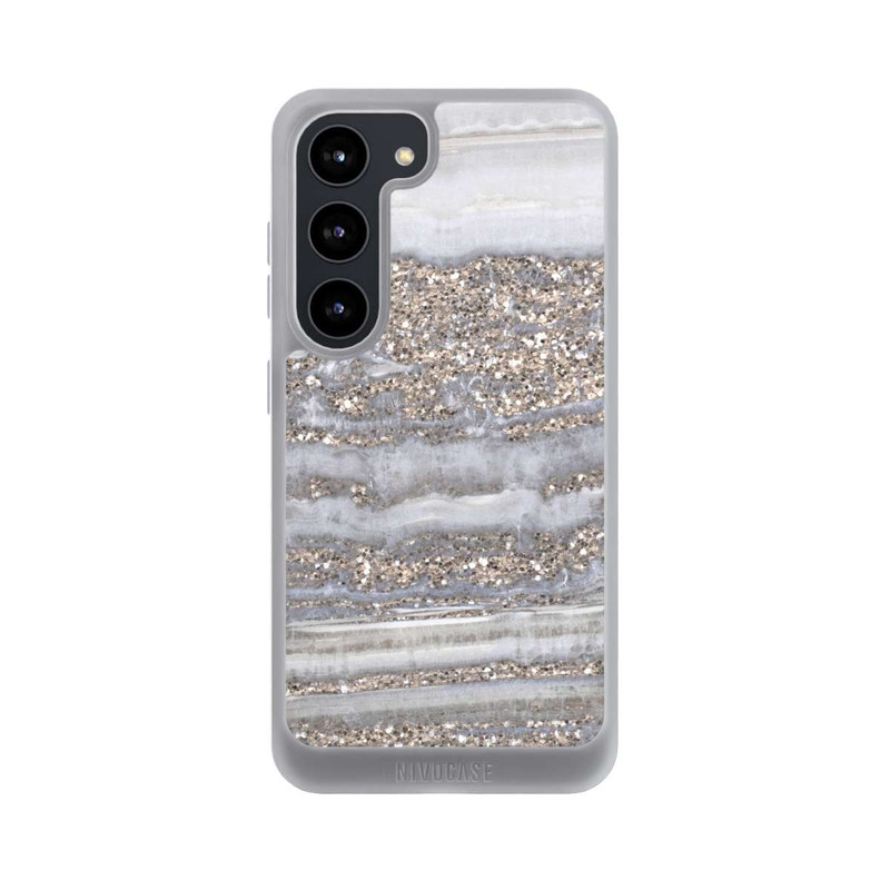 Galaxy S23 NIVOpure White Glitter Marble Look