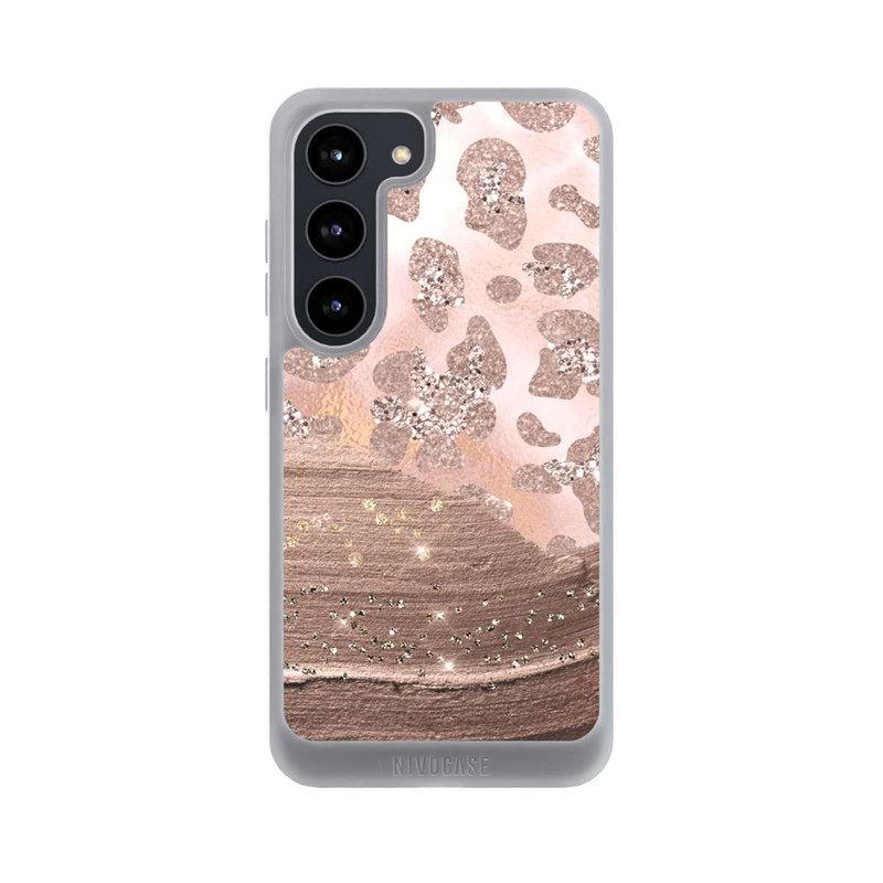Galaxy S23 NIVOpure Silberner Leoparden Glitzerlook