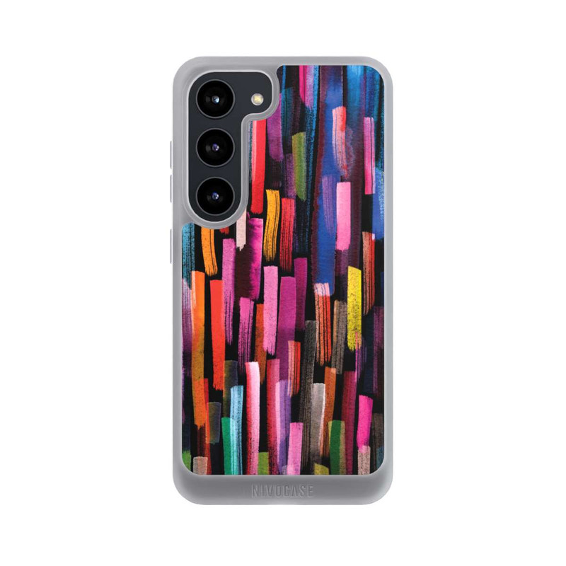 Galaxy S23 NIVOpure Bunte Pinselstriche schwarz