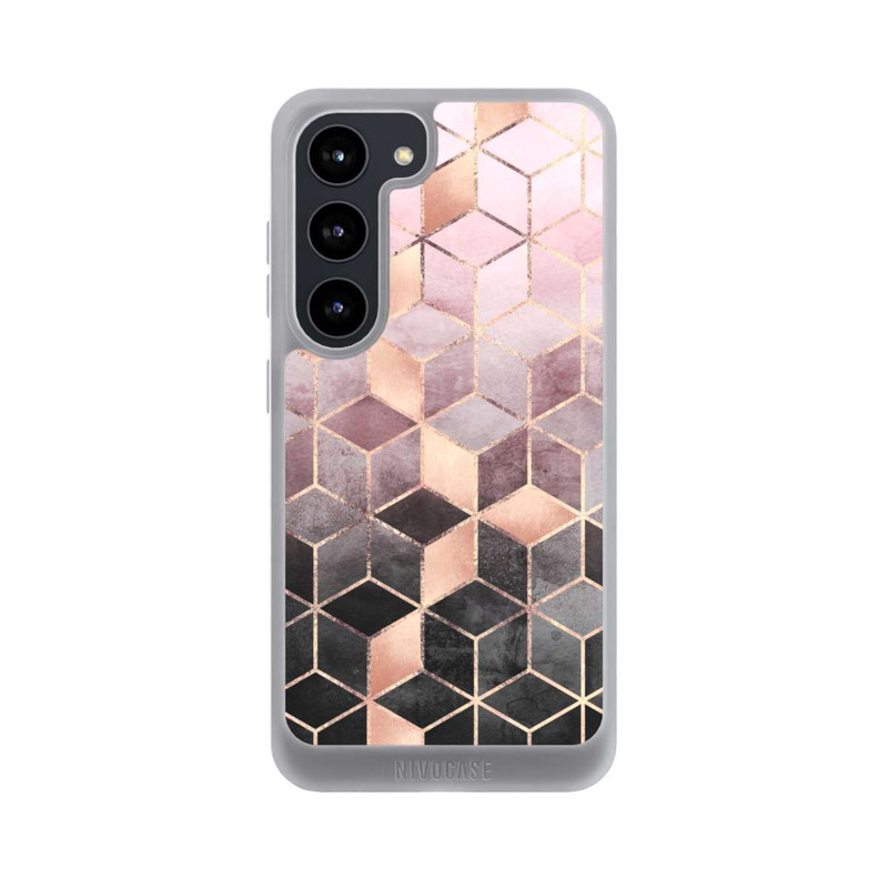 Galaxy S23 NIVOpure Pink-grauer Farbverlauf Würfel Druck