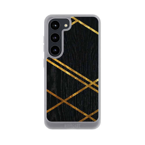 Samsung Galaxy S23 NIVOpure Schwarzes geometrisches Muster Goldene Streifen