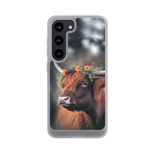 Samsung Galaxy S23 NIVOpure Vache des Highlands avec des fleurs avec IA