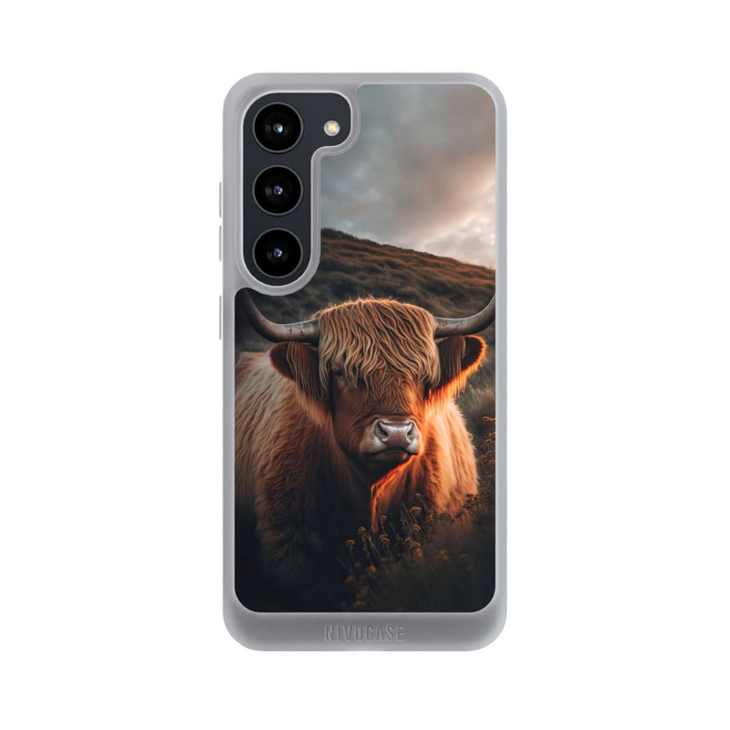 Galaxy S23 NIVOpure Vache Highland avec de grandes cornes avec IA