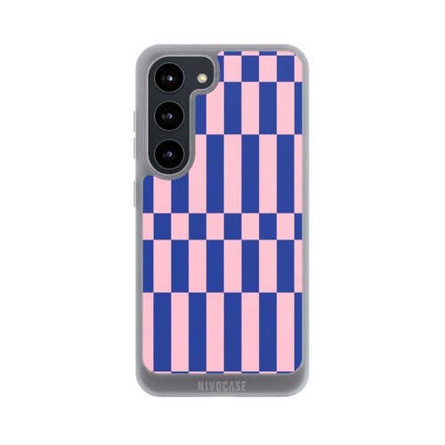 Samsung Galaxy S23 NIVOpure Checked Abstract Bold Electric Blue and Pink Color Block