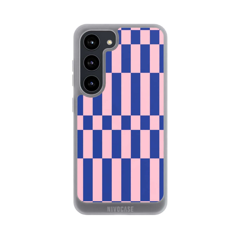 Galaxy S23 NIVOpure Checked Abstract Bold Electric Blue and Pink Color Block