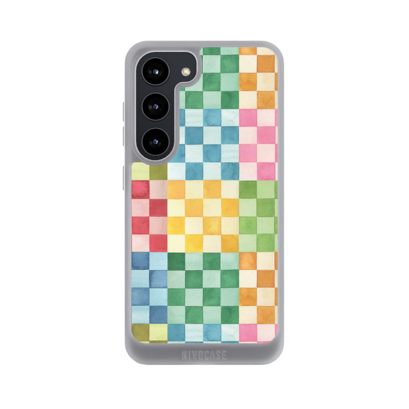 Galaxy S23 NIVOpure Checkerboard Watercolor Chess Geometric Red