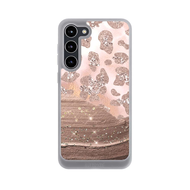 Galaxy S23 + NIVOpure Silberner Leoparden Glitzerlook