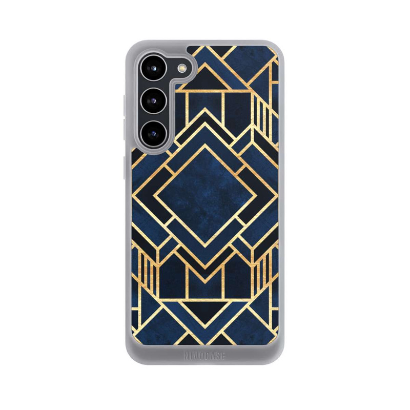 Galaxy S23 + NIVOpure Kunst Deko Blau Golddruck