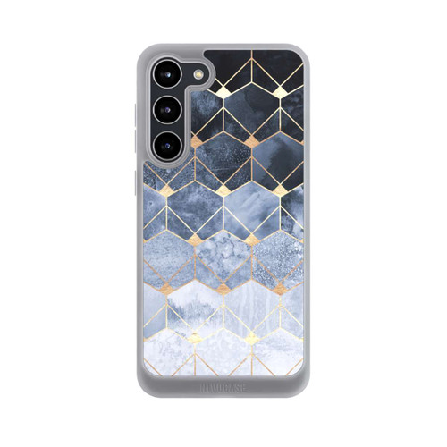Samsung Galaxy S23+ NIVOpure Blaue Sechsecke und Diamanten Golddruck