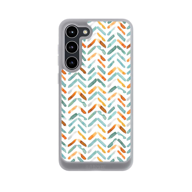 Galaxy S23 + NIVOpure Elegantes Herbstchevron Blau Orange