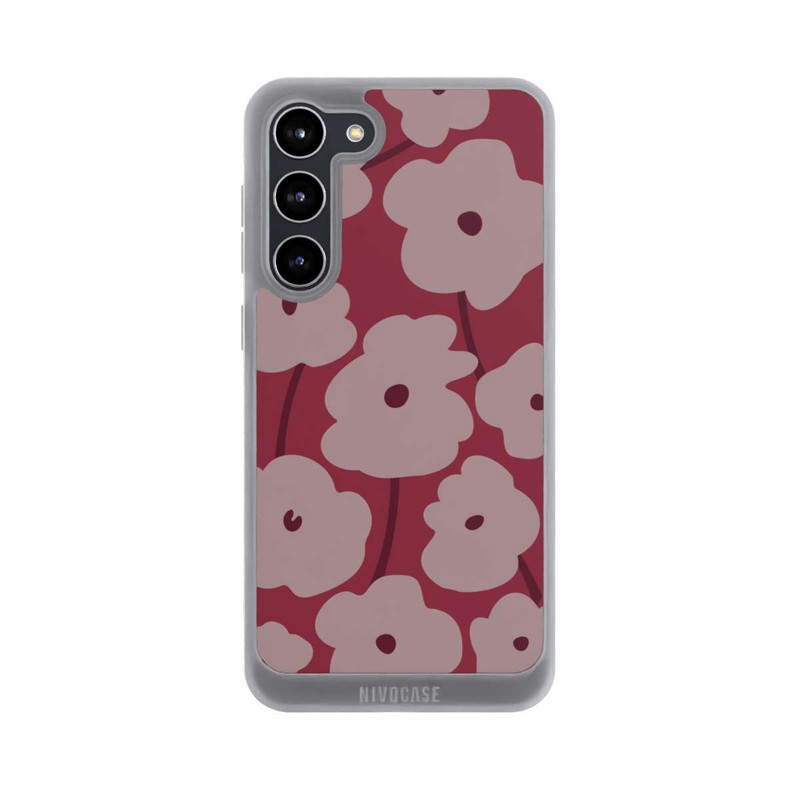 Galaxy S23 + NIVOpure Minimalistische Blumen Bordeaux