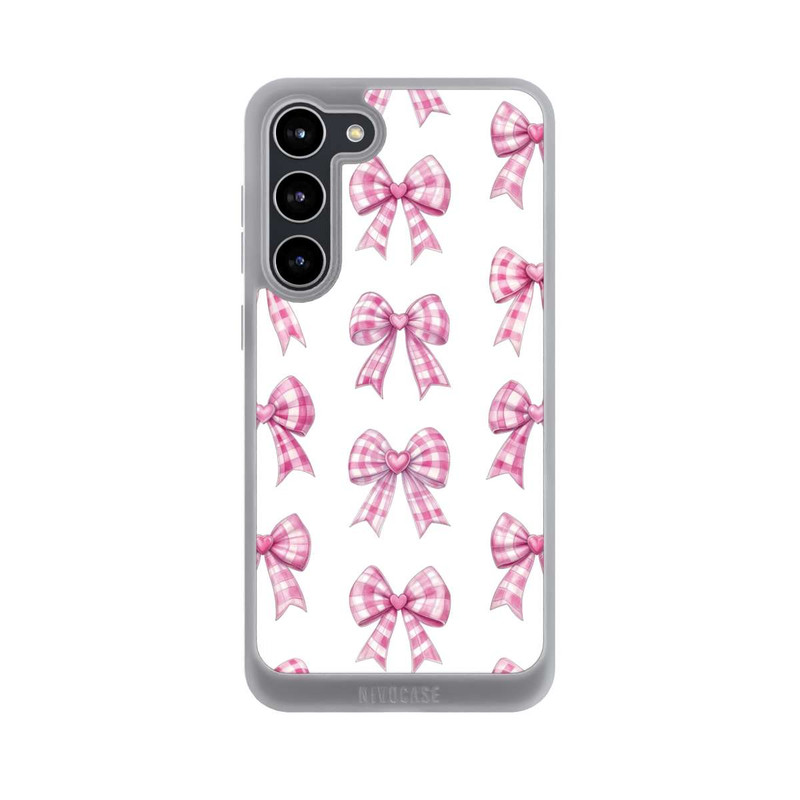 Galaxy S23 + NIVOpure Pinke Gingham Herzen und Schleifen mit KI