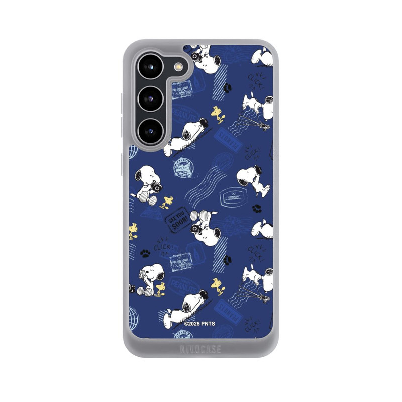 Galaxy S23 + NIVOpure Peanuts Travel Stamps Pattern Blue