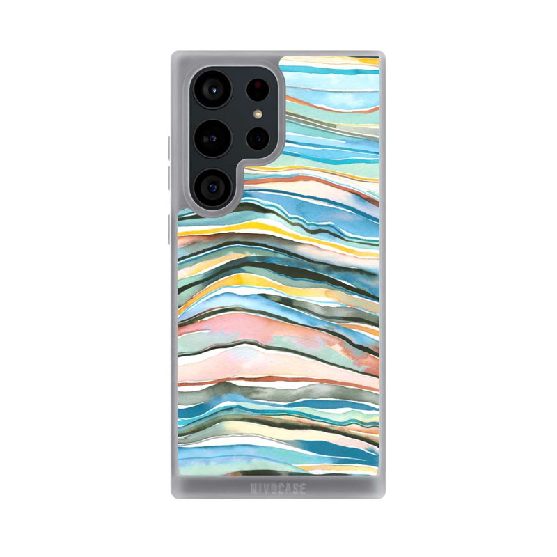 Galaxy S23 Ultra NIVOpure Couches d'agate aquarelle bleues