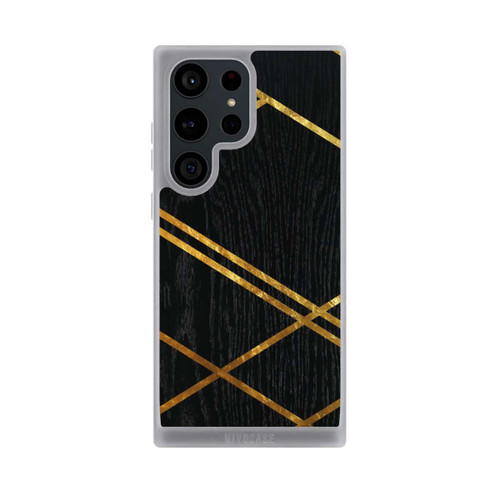 Samsung Galaxy S23 Ultra NIVOpure Schwarzes geometrisches Muster Goldene Streifen