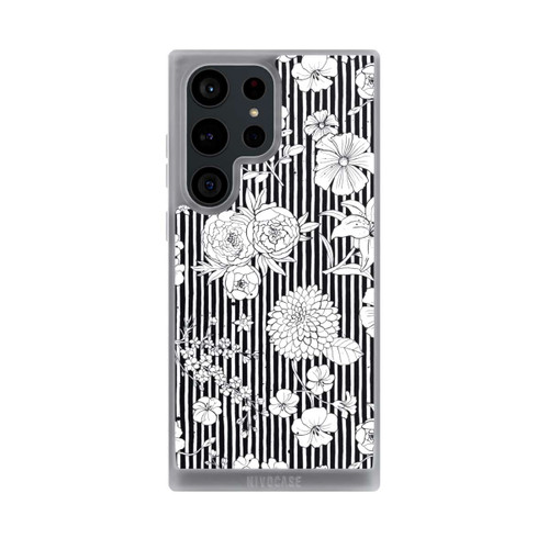Samsung Galaxy S23 Ultra NIVOpure Blumen und Streifen Schwarz und Weiß