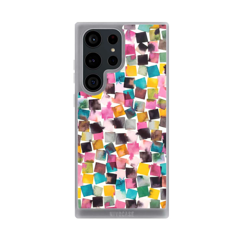 Galaxy S23 Ultra NIVOpure Aquarell geometrische Plaids rosa