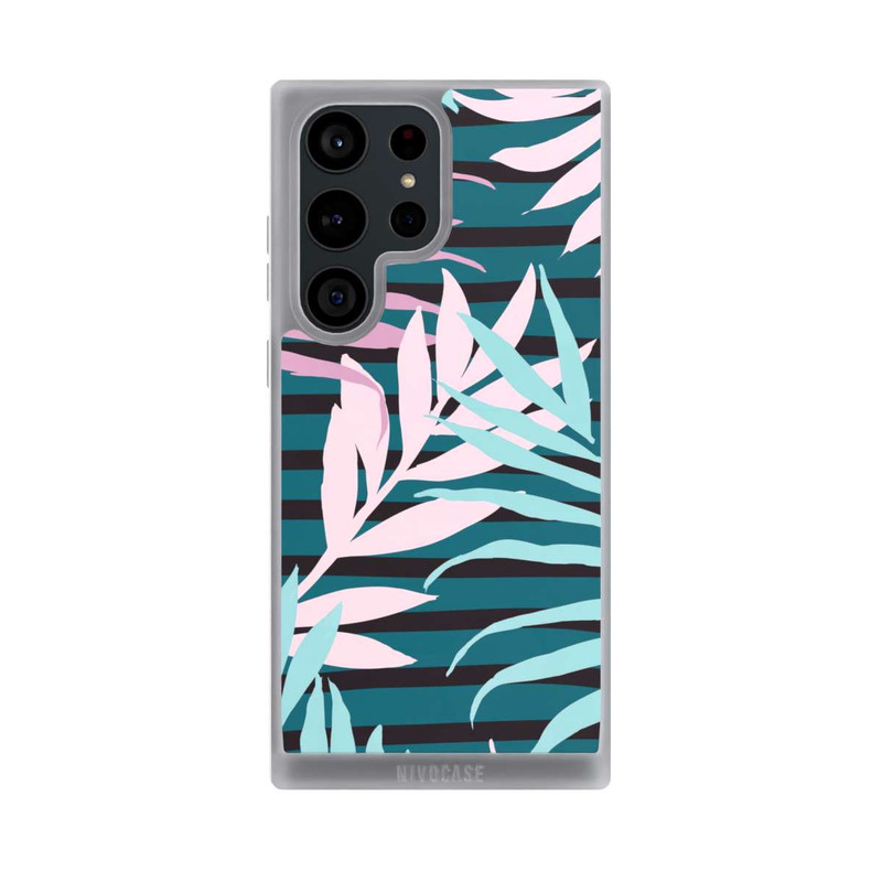 Galaxy S23 Ultra NIVOpure Pastell-Dschungelblätter rosa blaugrün