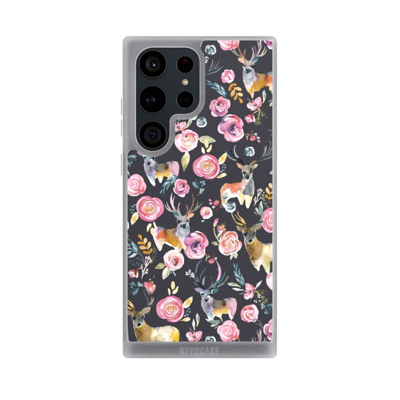 Galaxy S23 Ultra NIVOpure Hirsche und Blumen Anthrazit