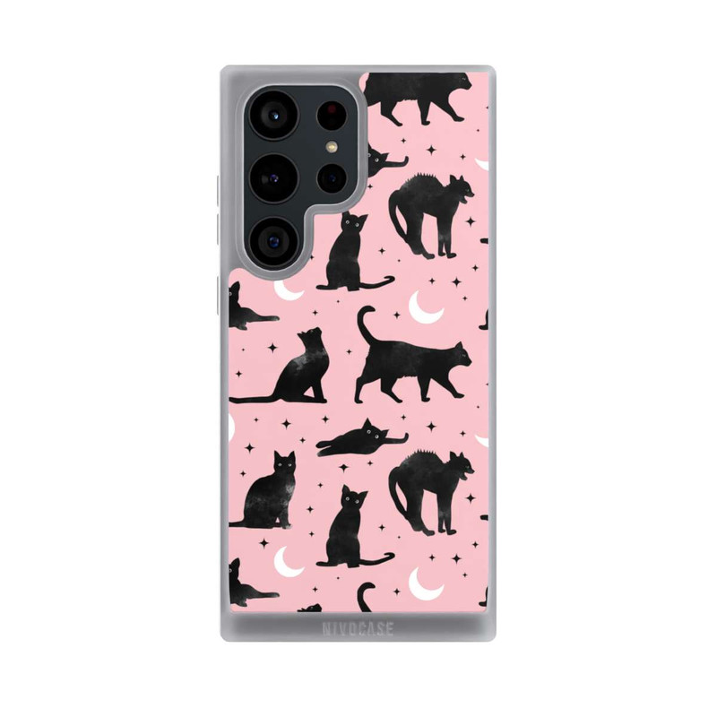 Galaxy S23 Ultra NIVOpure Katzen und Mond auf Rosa