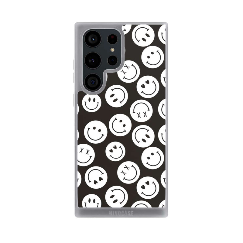 Galaxy S23 Ultra NIVOpure Smiles Emotes Pattern Black And White
