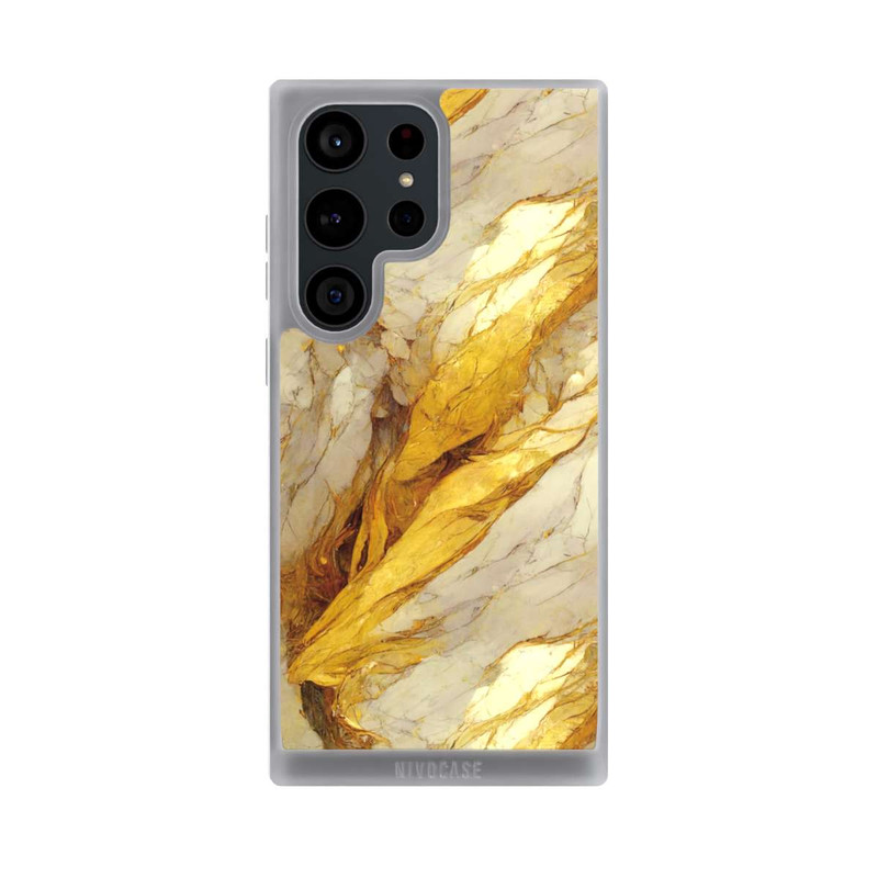 Galaxy S23 Ultra NIVOpure Weiße Marmor-Golddruckschichten