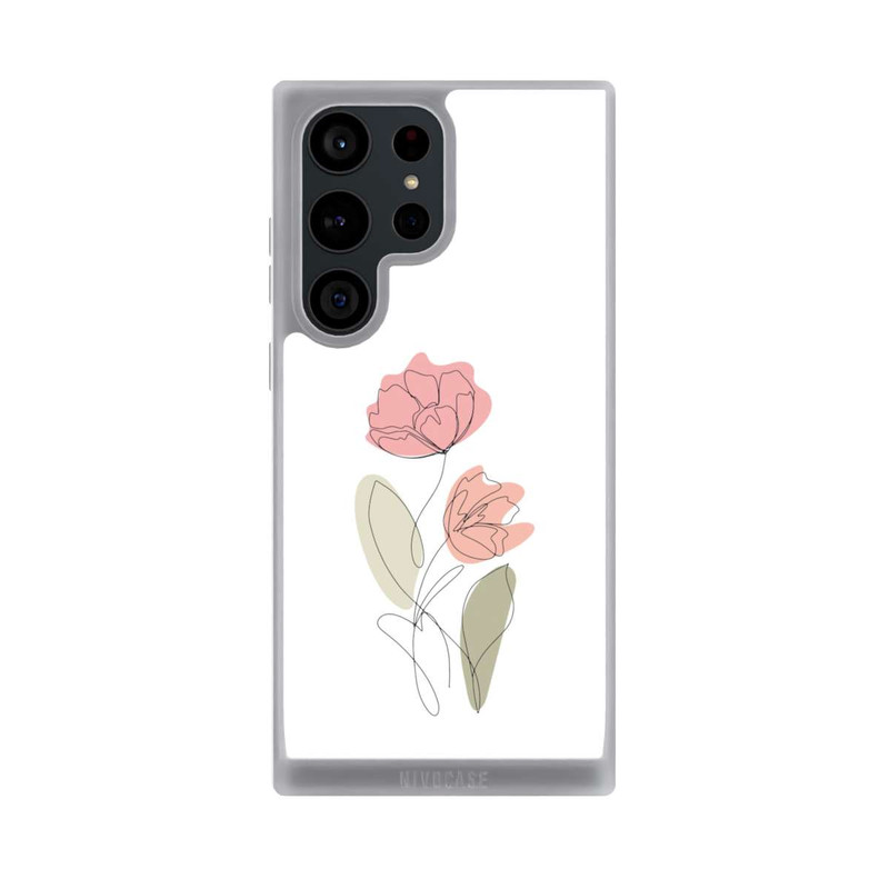 Galaxy S23 Ultra NIVOpure Flower Line Art Red