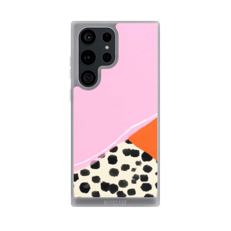 Galaxy S23 Ultra NIVOpure Pink and Orange Modern Art with Dots