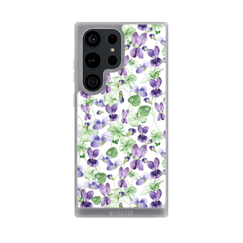 Galaxy S23 Ultra NIVOpure Purple Wildflowers Pattern Watercolor