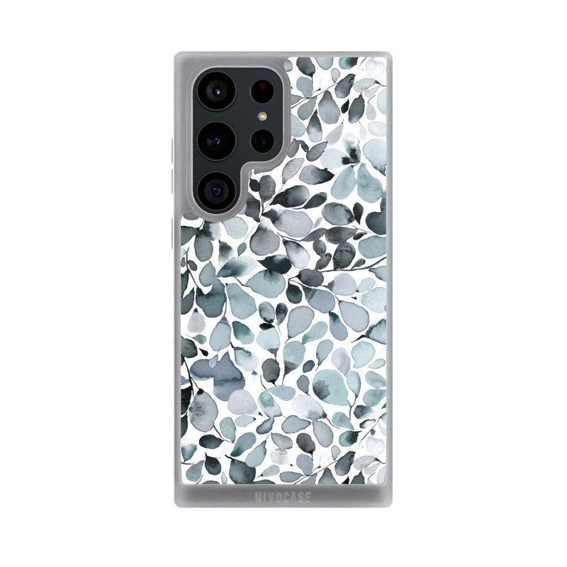 Galaxy S23 Ultra NIVOpure Eucalyptus Watercolor Leaves Grey