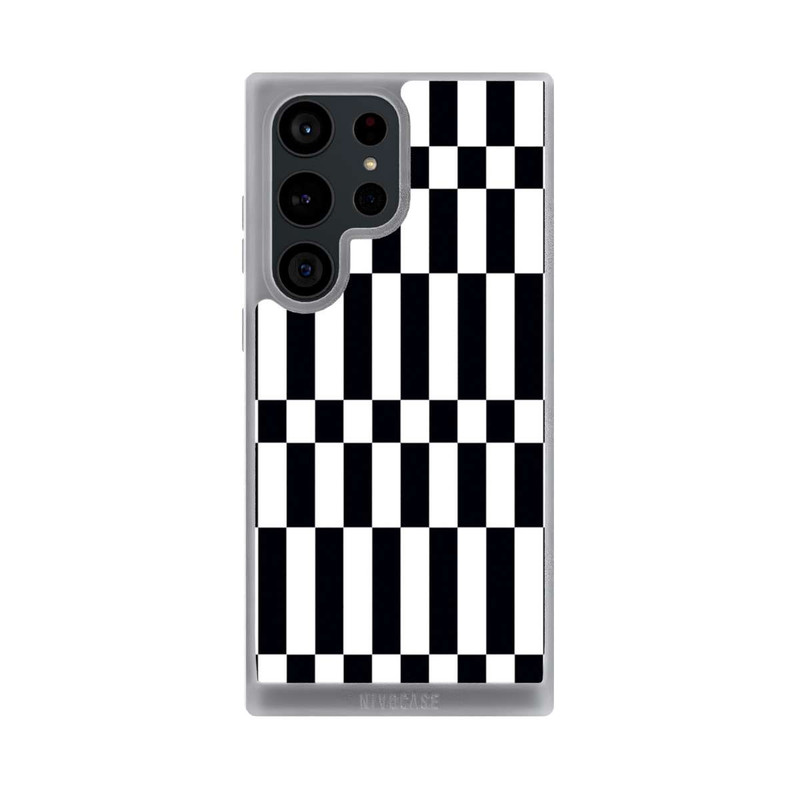 Galaxy S23 Ultra NIVOpure Checked Abstract Bold Black and White Color Block