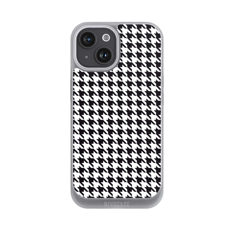 iPhone 15 NIVOpure Hahnentritt Schwarz Weiß