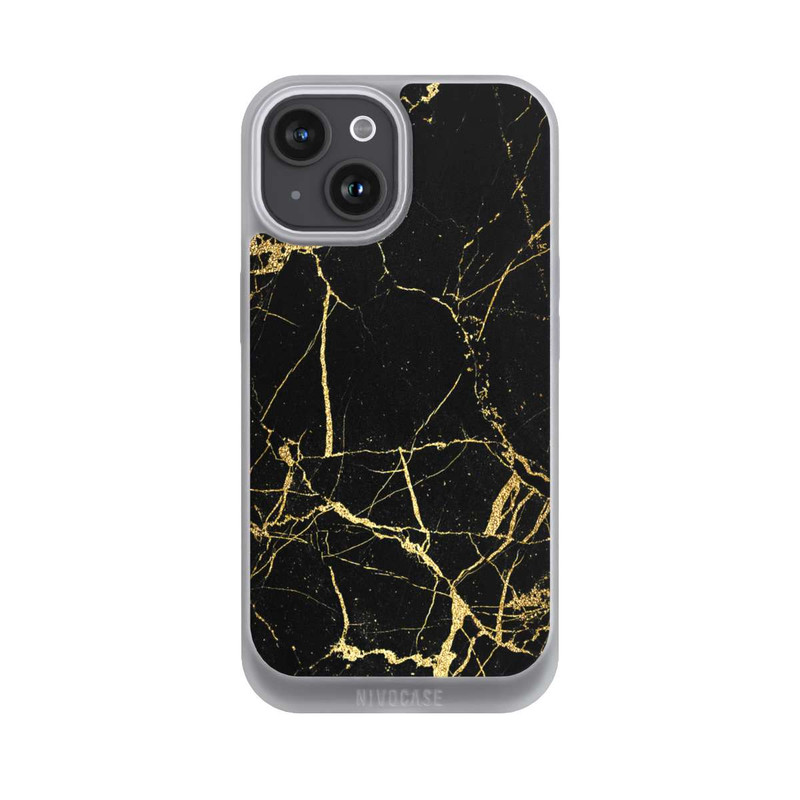 iPhone 15 NIVOpure Schwarzgoldener Marmor-Look