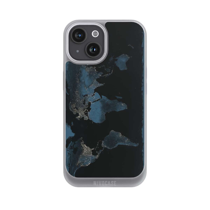 iPhone 15 NIVOpure Carte du Monde Nuit