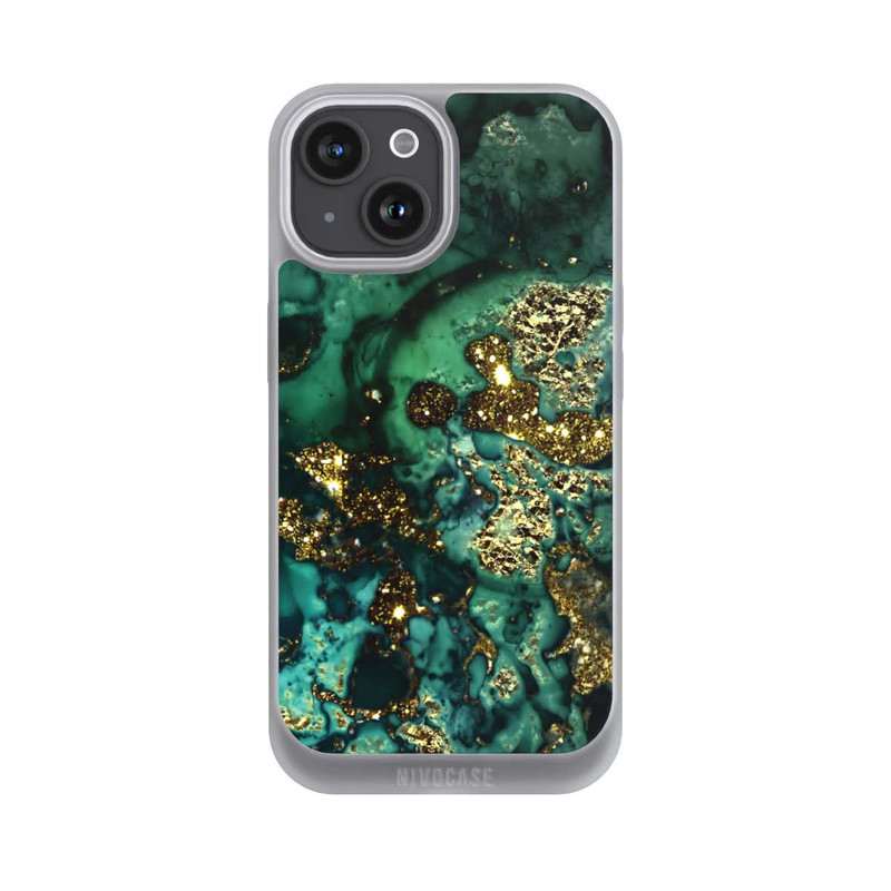 iPhone 15 NIVOpure Cyan Glitzer Marmorlook