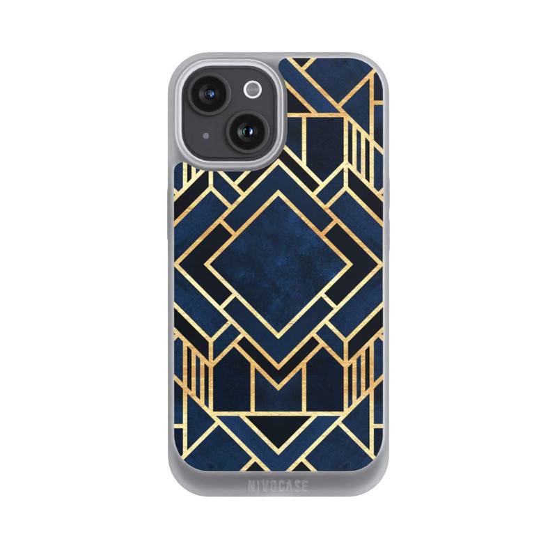 iPhone 15 NIVOpure Impression Art Déco Bleu Or