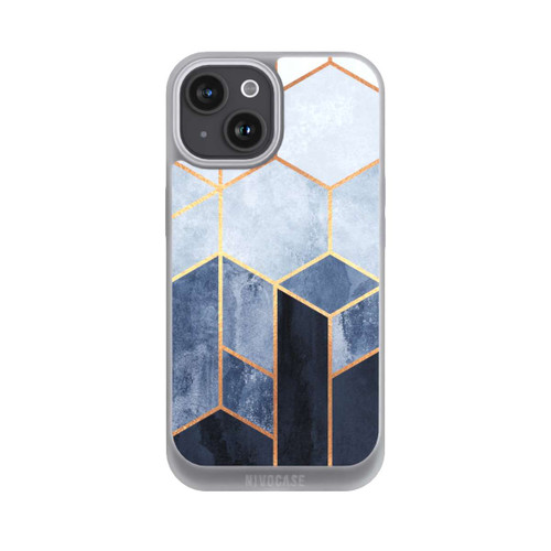 Apple iPhone 15 NIVOpure Blauer Farbverlauf Sechsecke Golddruck