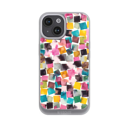 Apple iPhone 15 NIVOpure Aquarell geometrische Plaids rosa