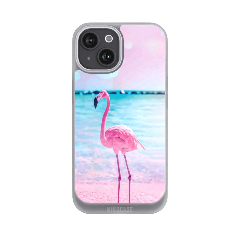 iPhone 15 NIVOpure Pink Flamingo on the beach